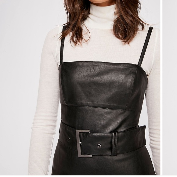 FREE PEOPLE SWEET TALK VEGAN LEATHER DRESS - Picture 2 of 3